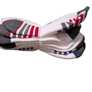 Men's White Gray Red And Blue Socks